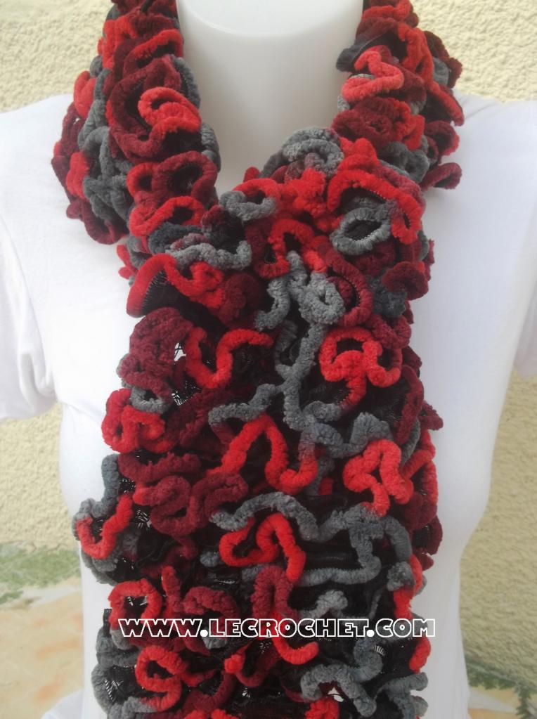 Echarpe laine katia gala rouge et gris